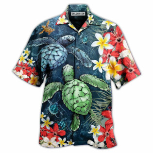 Turtle Love Flowers - Hawaiian Shirt - Owl Ohh - Owl Ohh