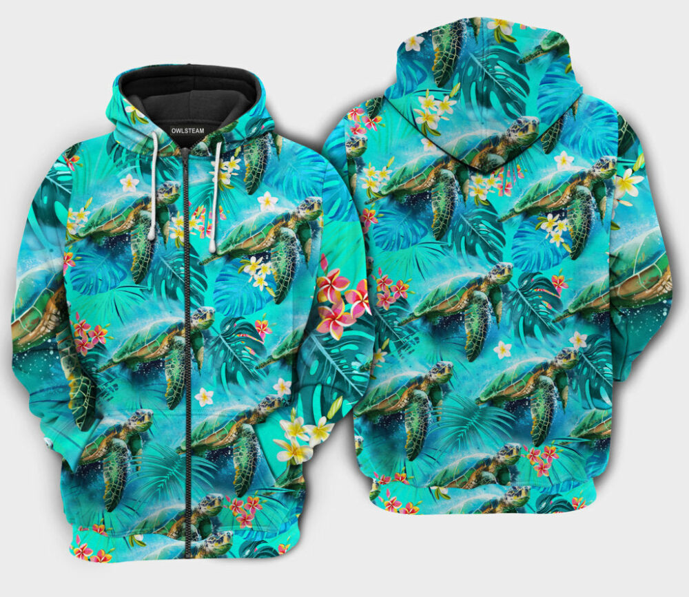 Turtle Tropical Style Loves Life - Hoodie - HOOD10NVC150921