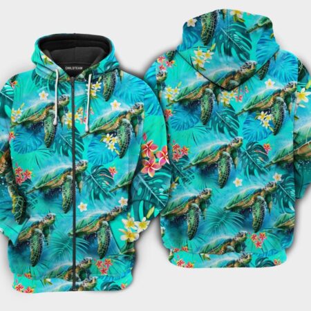 Turtle Tropical Style Loves Life - Hoodie - HOOD10NVC150921
