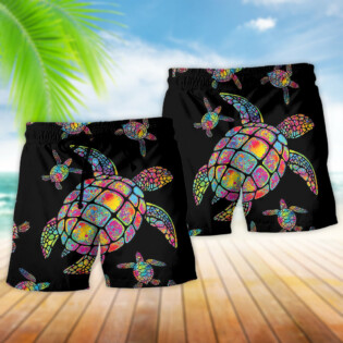 Turtle Love Ocean Hippie Black Style - Beach Short - Owl Ohh - Owl Ohh
