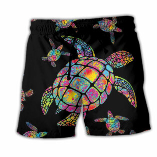Turtle Love Ocean Hippie Black Style - Beach Short - Owl Ohh - Owl Ohh