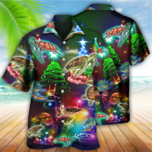 Turtle Neon Light Merry Christmas Lovely - Hawaiian Shirt - Owl Ohh - Owl Ohh