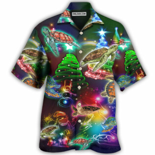 Turtle Neon Light Merry Christmas Lovely - Hawaiian Shirt - Owl Ohh - Owl Ohh