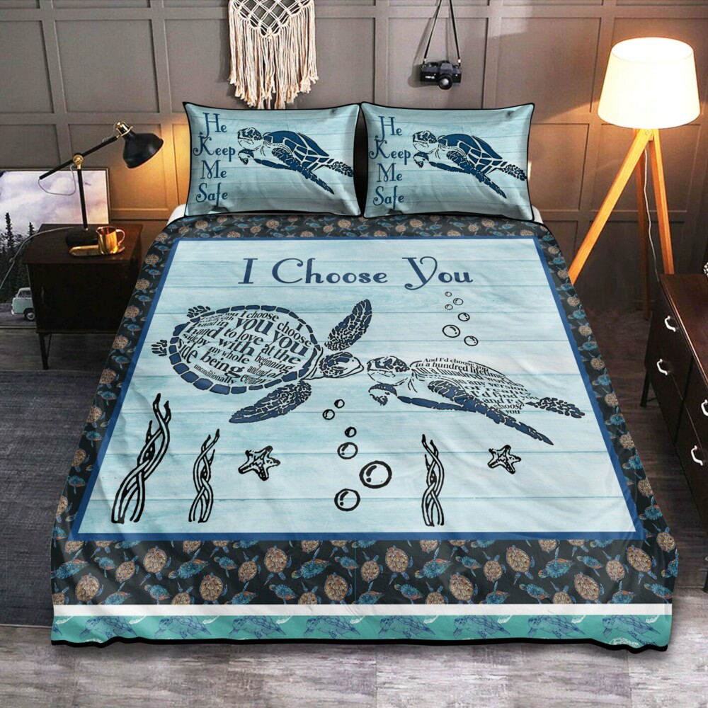 Turtle I Choose You Blur Blue - Bedding Cover - Owl Ohh - Owl Ohh
