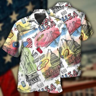 America USA Art Style - Hawaiian Shirt - Owl Ohh - Owl Ohh