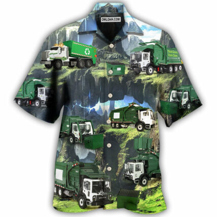 Truck US Waste Collector Style - Hawaiian Shirt - Owl Ohh - Owl Ohh