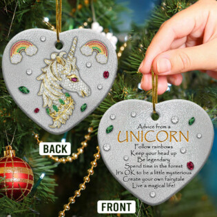 Unicorn Advice From A Unicorn - Heart Ornament - Owl Ohh - Owl Ohh