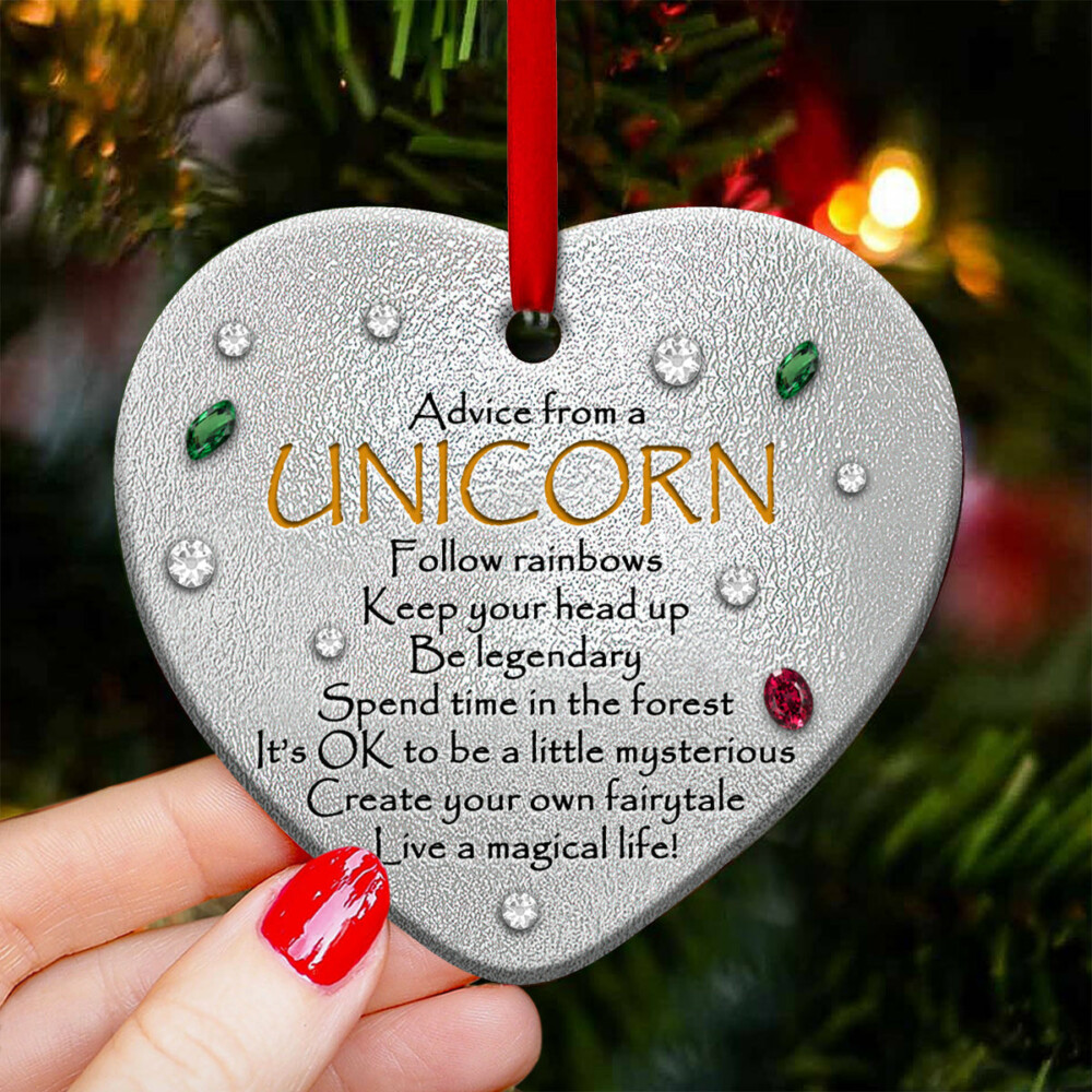 Unicorn Advice From A Unicorn - Heart Ornament - Owl Ohh - Owl Ohh