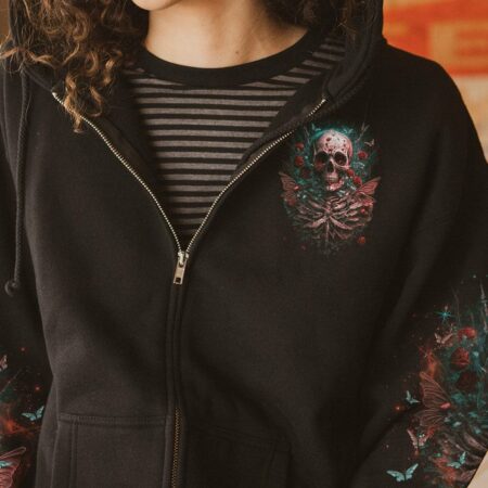 KARMA FAIRY SKULL WITH ROSES ALL OVER PRINT - TLNO2703232