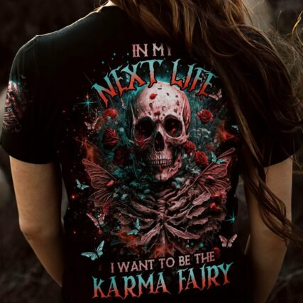 KARMA FAIRY SKULL WITH ROSES ALL OVER PRINT - TLNO2703232