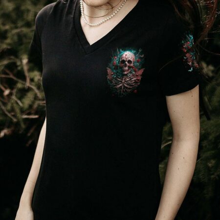 KARMA FAIRY SKULL WITH ROSES ALL OVER PRINT - TLNO2703232