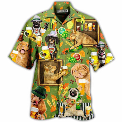 Beer Dogs Green Style - Hawaiian Shirt - Owl Ohh - Owl Ohh