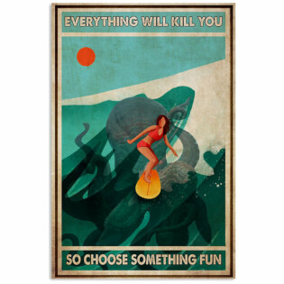 Surfing With Octopus Choose Something Fun Every Thing - Vertical Poster - Owl Ohh - Owl Ohh
