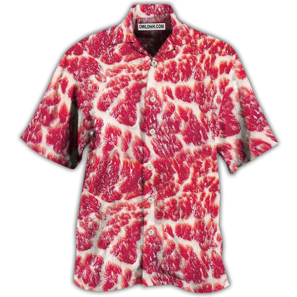 Food Raw Meat Style Funny - Hawaiian Shirt - Owl Ohh for men and women, kids - Owl Ohh