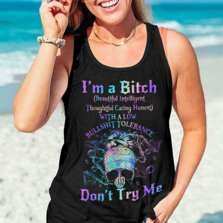 I'M A B DON'T TRY ME MERMAID MESSY BUN ALL OVER PRINT - TLNO1404231
