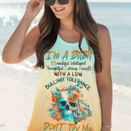 I'M A B DON'T TRY ME FLORAL SKULL ALL OVER PRINT - TLTW1904233