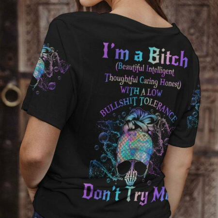 I'M A B DON'T TRY ME MERMAID MESSY BUN ALL OVER PRINT - TLNO1404231