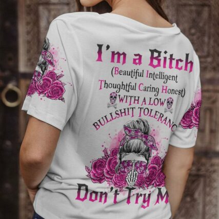 I'M A B DON'T TRY ME ROSE MESSY BUN ALL OVER PRINT - TLNO1701231