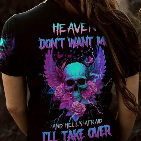 HEAVEN DON'T WANT ME SKULL WINGS ALL OVER PRINT - TLNZ2404233