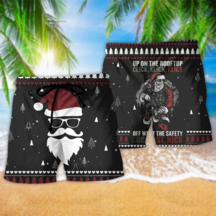 Up On The Rooftop Click Click Click Santa Claus Dark Style - Beach Short - Owl Ohh - Owl Ohh