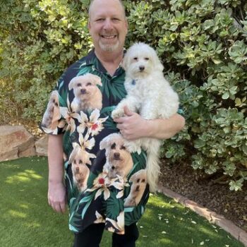 Custom Hawaiian Shirt For Dog Lovers | Personalized Puppy Lovers Gift | Leaves & Flowers Pattern Dark Green Color Aloha Shirt