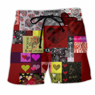 Women's Day, Valentine Gift Beautiful Heart Paisley Red - Beach Short - Owl Ohh - Owl Ohh
