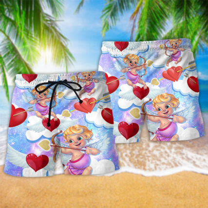 Women's Day, Valentine Gift Love Cupid Nice Colorful - Beach Short - Owl Ohh - Owl Ohh