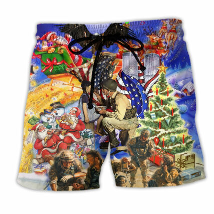 Veteran America Merry Christmas - Beach Short - Owl Ohh - Owl Ohh