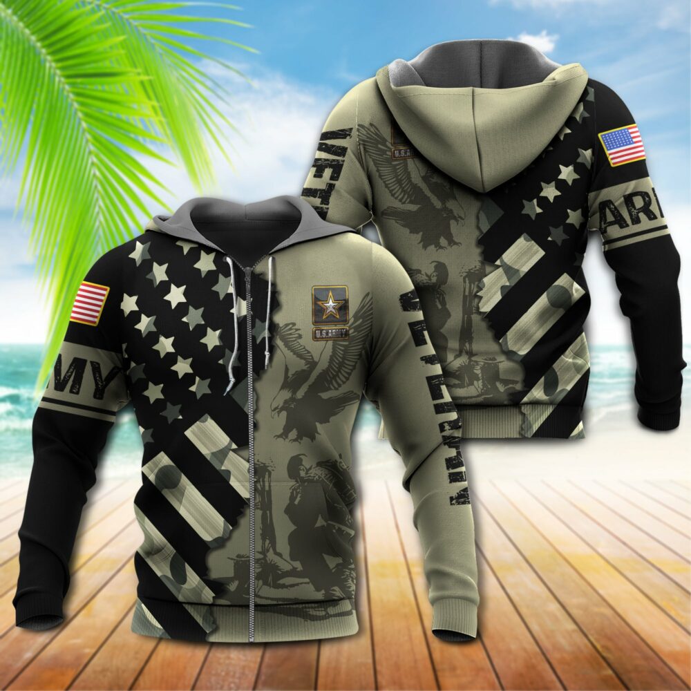 Veteran Army Never Forget Memory With USA Flag - Hoodie - Owl Ohh - Owl Ohh