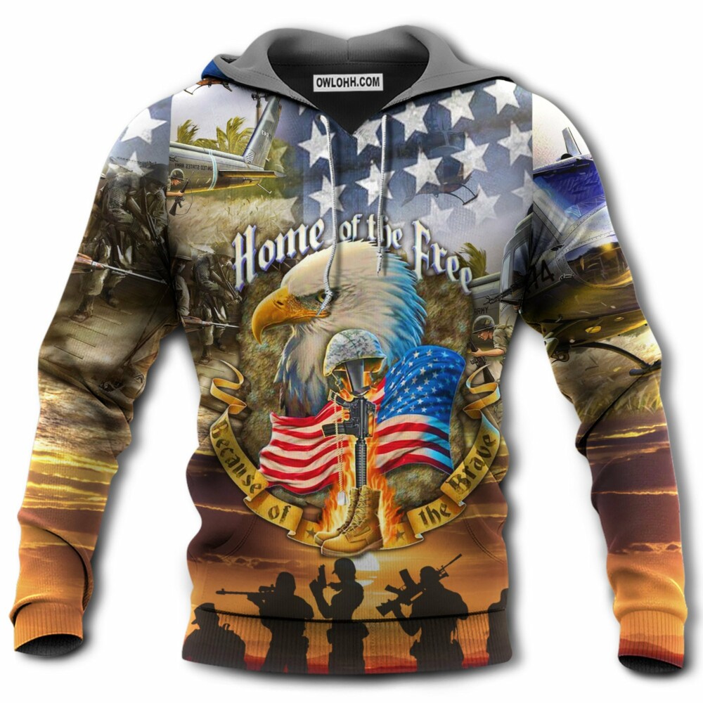 Veteran Eagle Color Don'T Run Home Of Free - Hoodie - Owl Ohh - Owl Ohh