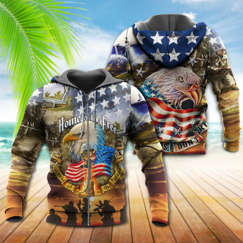 Veteran Eagle Color Don'T Run Home Of Free - Hoodie - Owl Ohh - Owl Ohh