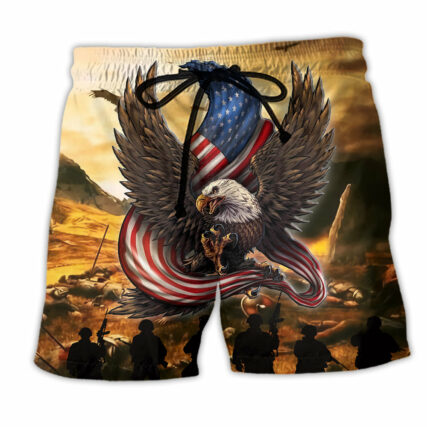 Veteran Honor The Fallen America Eagle - Beach Short - Owl Ohh - Owl Ohh