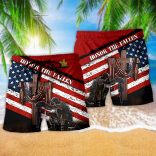 Veteran Honor The Fallen Memory Red Style - Beach Short - Owl Ohh - Owl Ohh