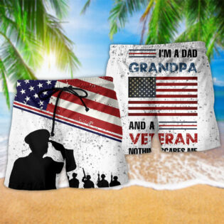 Veteran I Am A Dad Grandpa And A Veteran - Beach Short - Owl Ohh - Owl Ohh