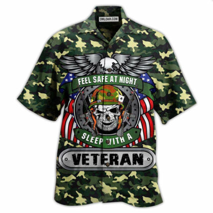 Veteran Feel Safe At Night Sleep With A Veteran - Hawaiian Shirt - Owl Ohh - Owl Ohh