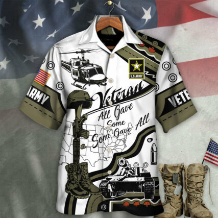Veteran Us Army Some Gave All With Blue Style - Hawaiian Shirt - Owl Ohh - Owl Ohh