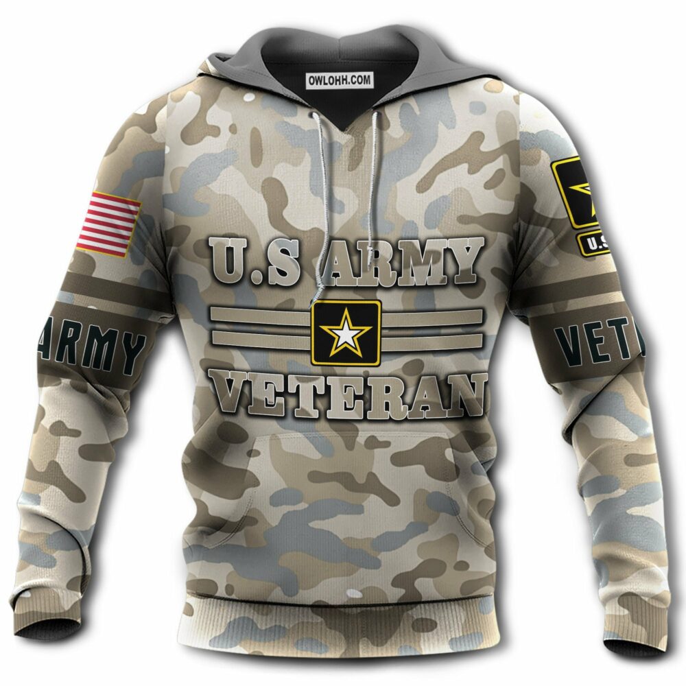 Veteran Us Army Veteran Amazing With Beautiful Pattern - Hoodie - Owl Ohh - Owl Ohh