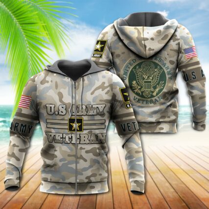 Veteran Us Army Veteran Amazing With Beautiful Pattern - Hoodie - Owl Ohh - Owl Ohh