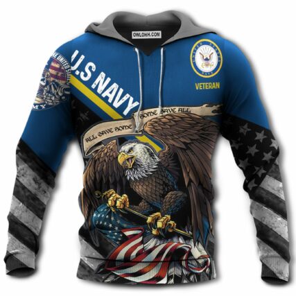 Veteran Us Navy Eagle Skull With Star - Hoodie - Owl Ohh - Owl Ohh
