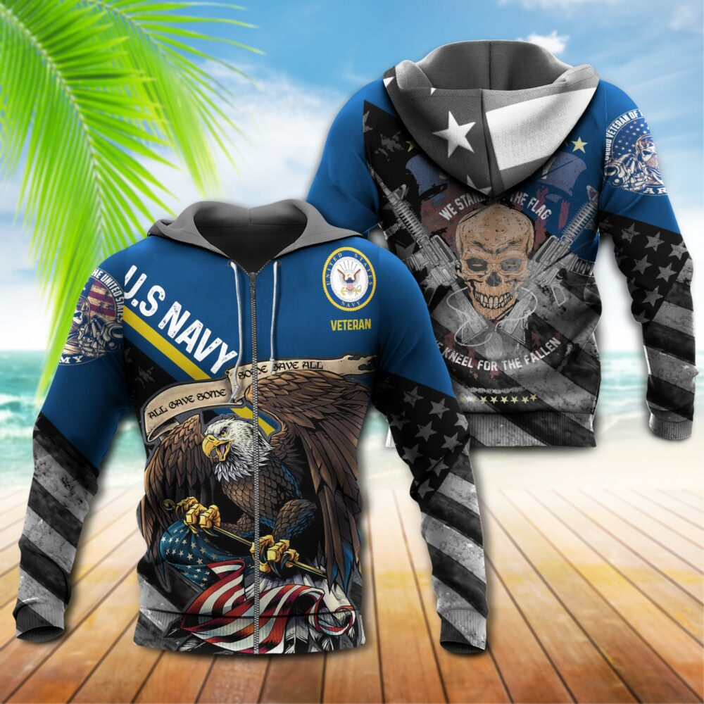 Veteran Us Navy Eagle Skull With Star - Hoodie - Owl Ohh - Owl Ohh