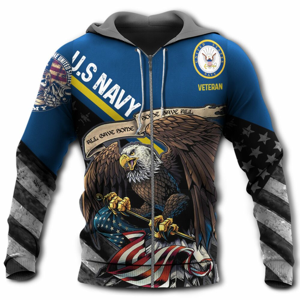 Veteran Us Navy Eagle Skull With Star - Hoodie - Owl Ohh - Owl Ohh