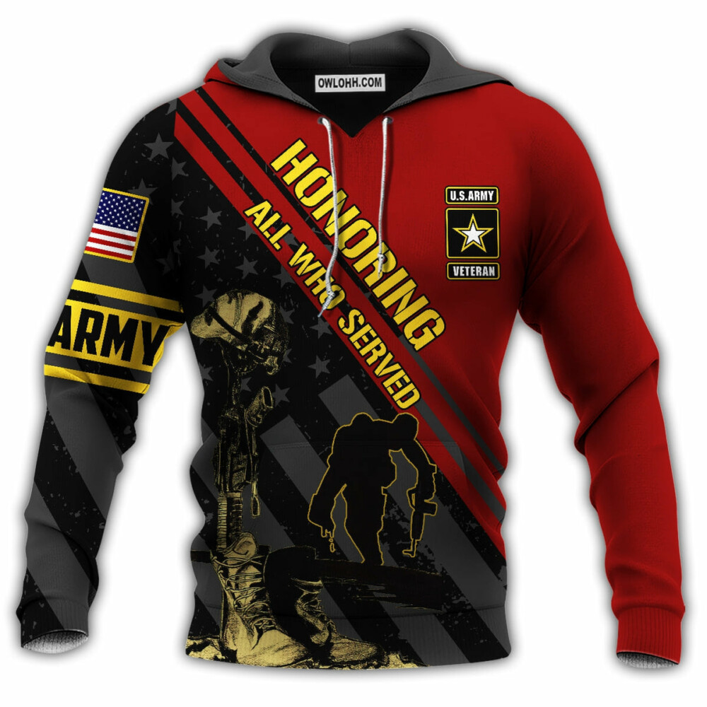 Veteran Army Never Forget Memory All Who Served - Hoodie - Owl Ohh - Owl Ohh