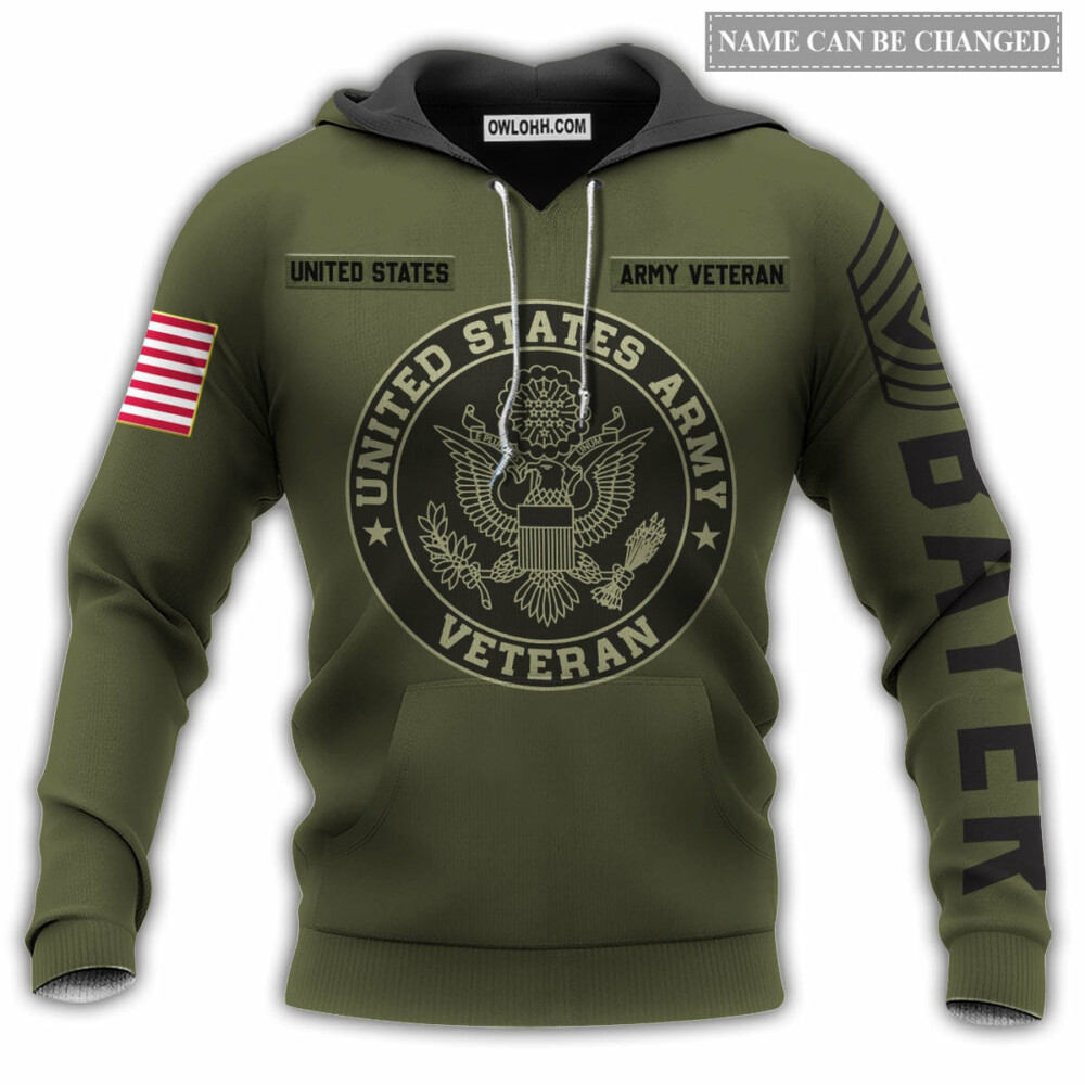 Veteran US Army Style Personalized - Hoodie - Owl Ohh - Owl Ohh