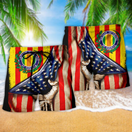 Vietnam Veteran I Love Freedom Stunning Color - Beach Short - Owl Ohh - Owl Ohh