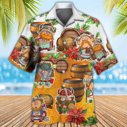 Viking Loves Beer Funny Christmas Style - Hawaiian Shirt - Owl Ohh - Owl Ohh