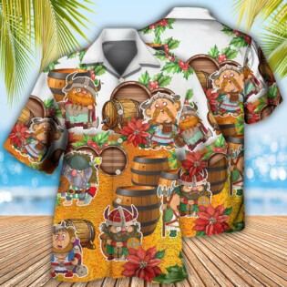 Viking Loves Beer Funny Christmas Style - Hawaiian Shirt - Owl Ohh - Owl Ohh