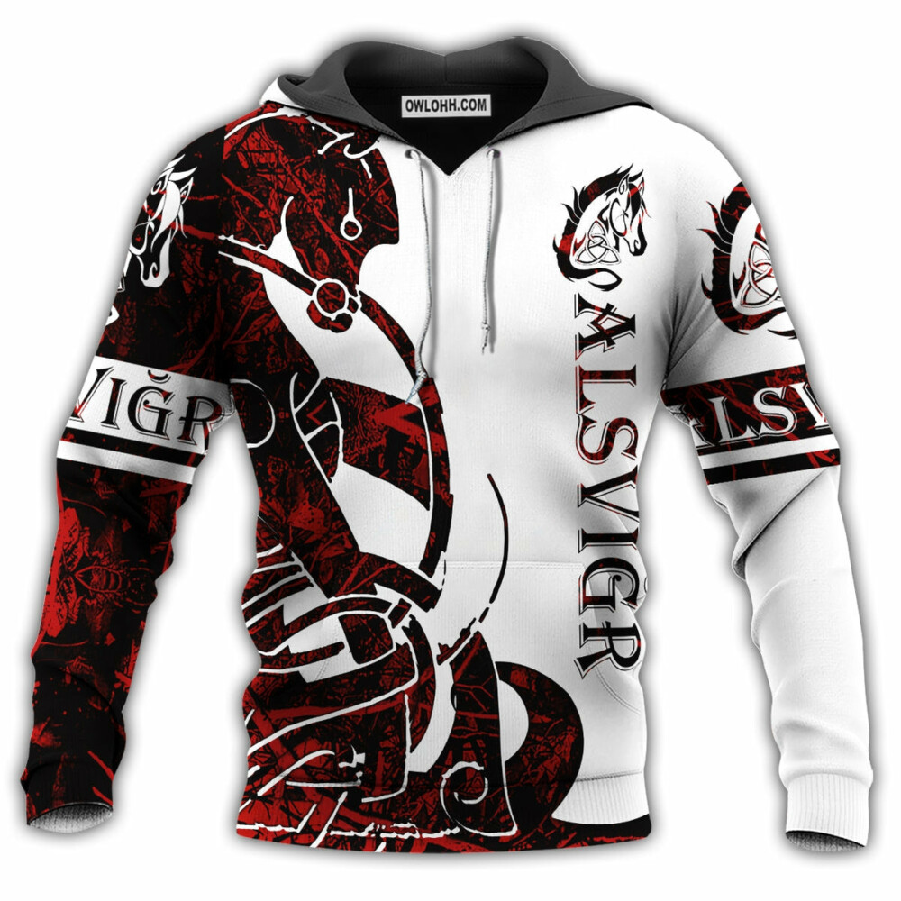 Viking Alsvidr Legend Red And White Style Cool Style - Hoodie - Owl Ohh - Owl Ohh