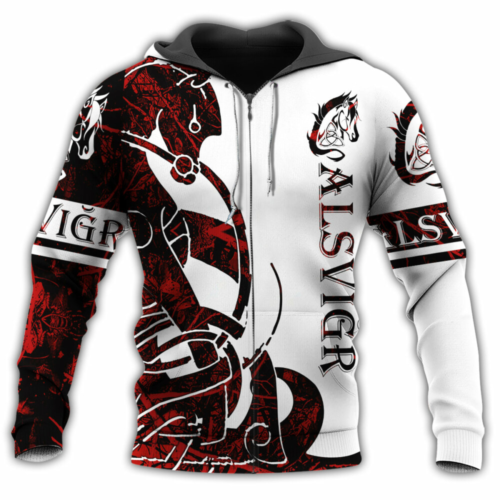Viking Alsvidr Legend Red And White Style Cool Style - Hoodie - Owl Ohh - Owl Ohh