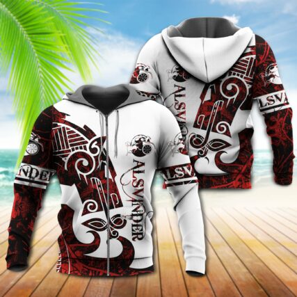 Viking Alsvinder Legend Red And White Style - Hoodie - Owl Ohh - Owl Ohh