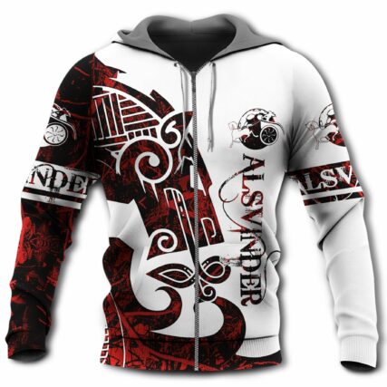 Viking Alsvinder Legend Red And White Style - Hoodie - Owl Ohh - Owl Ohh